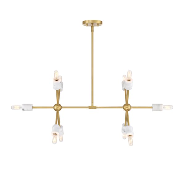 Designers Fountain Star Dust 60 Watt 10-Light Brushed Gold Mid-Century Modern Island Light with Natural Marble Accents D304C-IS-BG - main